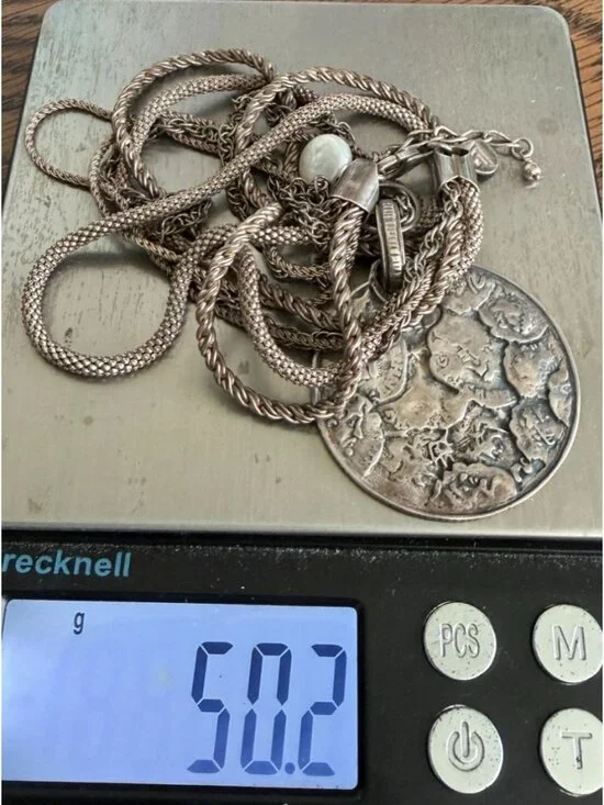 Vintage Silpada Retired Sterling Silver Multi Strand Coin Pendant Necklace  50g - Picture 6 of 7